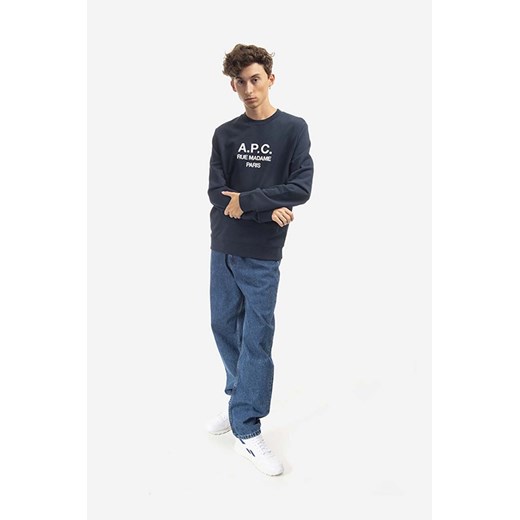 A.P.C. bluza bawełniana Rufus męska kolor granatowy z nadrukiem XL okazja PRM