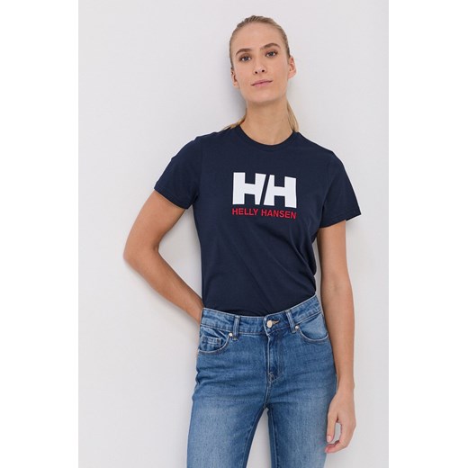 Helly Hansen T-shirt bawełniany kolor granatowy 34112-001 ze sklepu PRM w kategorii Bluzki damskie - zdjęcie 166191278