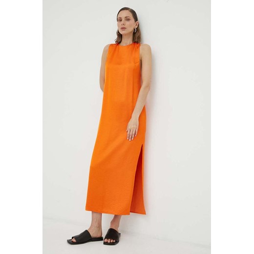 Samsoe Samsoe sukienka kolor pomarańczowy maxi prosta ze sklepu PRM w kategorii Sukienki - zdjęcie 166191358