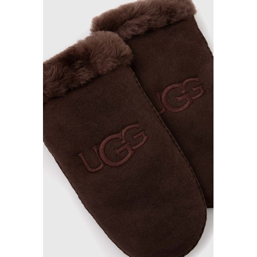 UGG rękawiczki zamszowe damskie kolor brązowy S/M PRM