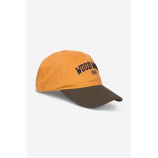 Wood Wood czapka z daszkiem bawełniana Brian kolor żółty z aplikacją 12130807.7083-RUST ze sklepu PRM w kategorii Czapki z daszkiem damskie - zdjęcie 166191918