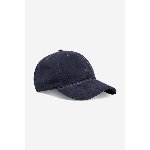 Wood Wood czapka z daszkiem sztruksowa Low profile corduroy cap kolor granatowy Wood Wood ONE okazyjna cena PRM