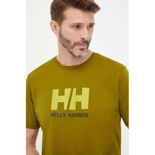 Helly Hansen t-shirt HH LOGO T-SHIRT męski kolor zielony z aplikacją 33979 ze sklepu PRM w kategorii T-shirty męskie - zdjęcie 166192269