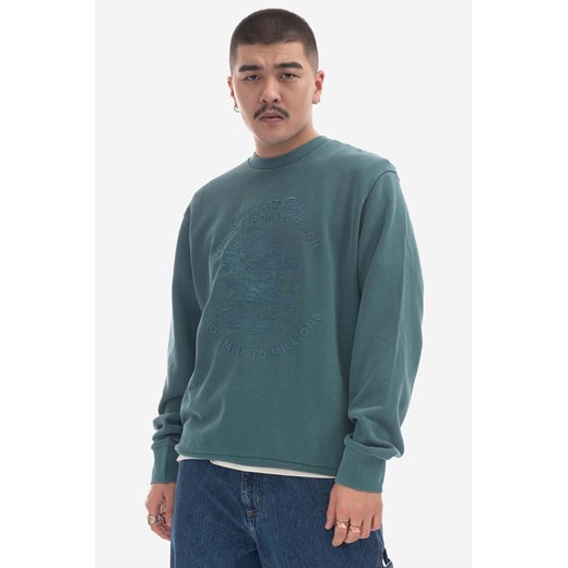 Carhartt WIP bluza bawełniana Bayou Sweat męska kolor zielony z aplikacją I031818-BOTANIC ze sklepu PRM w kategorii Bluzy męskie - zdjęcie 166193016