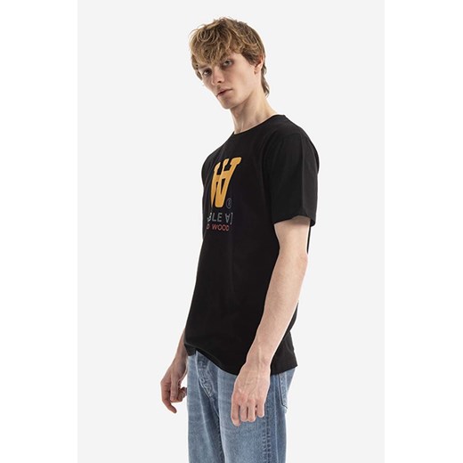 Wood Wood t-shirt bawełniany Ace Typo T-shirt kolor czarny z nadrukiem 10285700.2222-WHITE ze sklepu PRM w kategorii T-shirty męskie - zdjęcie 166193167