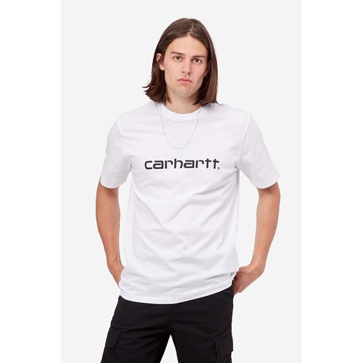 Carhartt WIP t-shirt bawełniany S/S Script kolor biały z nadrukiem I031047 ze sklepu PRM w kategorii T-shirty męskie - zdjęcie 166193566
