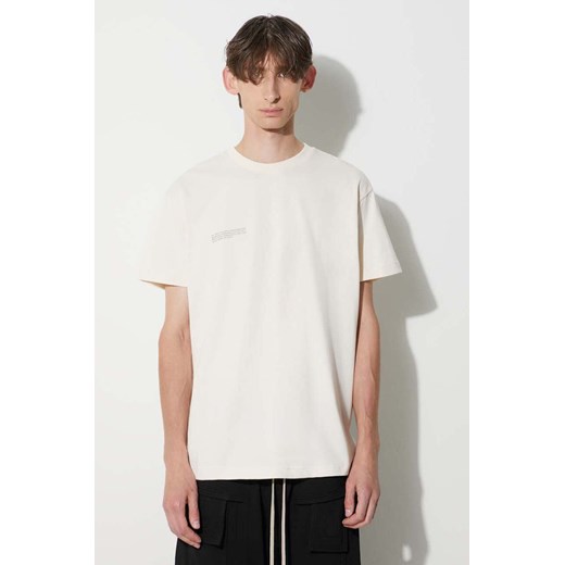 Pangaia t-shirt bawełniany kolor beżowy z nadrukiem ze sklepu PRM w kategorii T-shirty męskie - zdjęcie 166193568