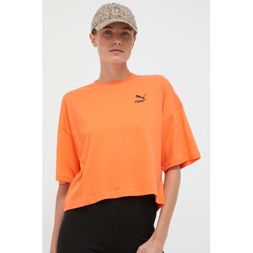 Puma t-shirt bawełniany kolor pomarańczowy Puma S PRM