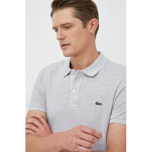 Lacoste polo bawełniane kolor szary ze sklepu PRM w kategorii T-shirty męskie - zdjęcie 166193876