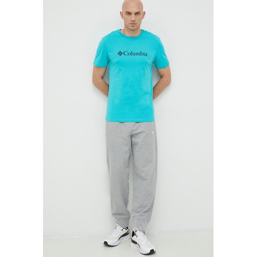 Columbia t-shirt męski kolor turkusowy z nadrukiem 1680053.SS23-112 ze sklepu PRM w kategorii T-shirty męskie - zdjęcie 166193906