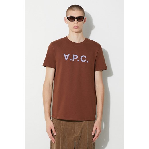 A.P.C. t-shirt bawełniany Vpc Kolor kolor brązowy z nadrukiem ze sklepu PRM w kategorii T-shirty męskie - zdjęcie 166194038