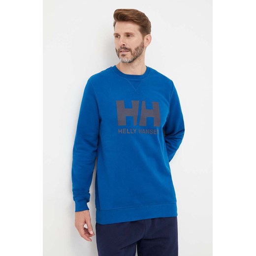 Helly Hansen bluza bawełniana męska kolor niebieski z nadrukiem 34000-597 ze sklepu PRM w kategorii Bluzy męskie - zdjęcie 166194107