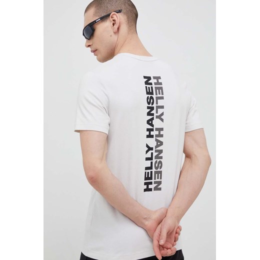 Helly Hansen t-shirt bawełniany kolor beżowy wzorzysty 53936-697 ze sklepu PRM w kategorii T-shirty męskie - zdjęcie 166194258