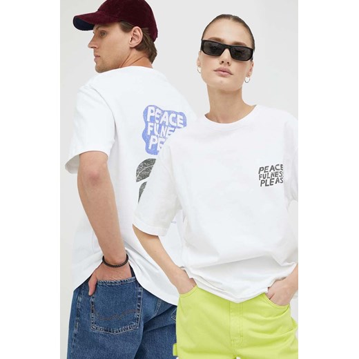 Samsoe Samsoe t-shirt bawełniany kolor biały z nadrukiem ze sklepu PRM w kategorii T-shirty męskie - zdjęcie 166194378