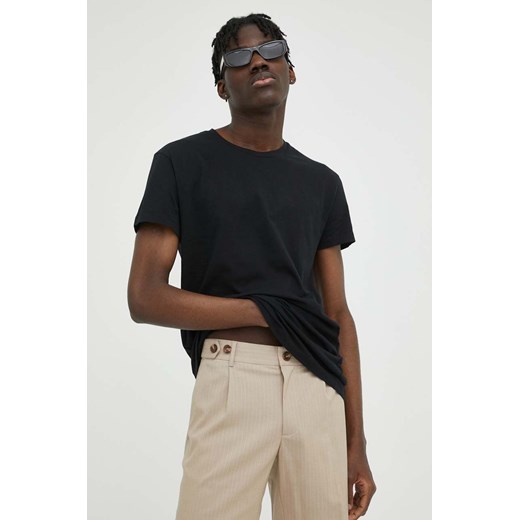 Samsoe Samsoe t-shirt bawełniany KRONOS kolor czarny gładki M00012003 ze sklepu PRM w kategorii T-shirty męskie - zdjęcie 166194418