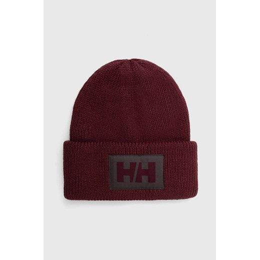 Helly Hansen czapka HH BOX BEANIE kolor brązowy z grubej dzianiny 53648 ze sklepu PRM w kategorii Czapki zimowe damskie - zdjęcie 166194439