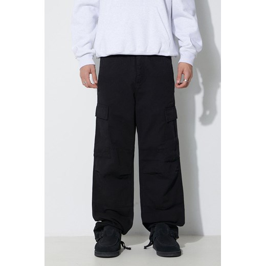 Carhartt WIP spodnie bawełniane Regular Cargo Pant kolor czarny proste I030475.BLACK ze sklepu PRM w kategorii Spodnie męskie - zdjęcie 166194457