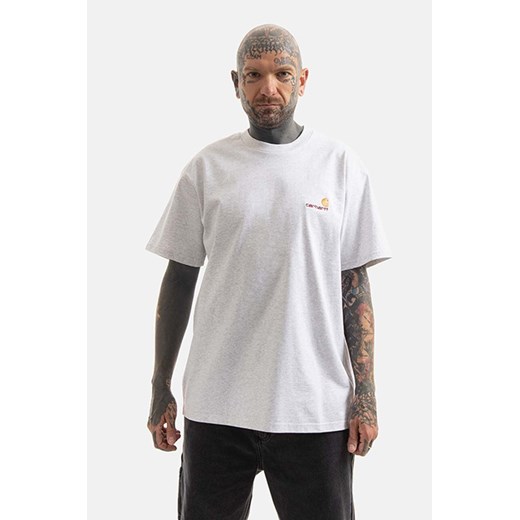 Carhartt WIP t-shirt bawełniany kolor szary gładki I029956.-ASH.HEATHE L PRM