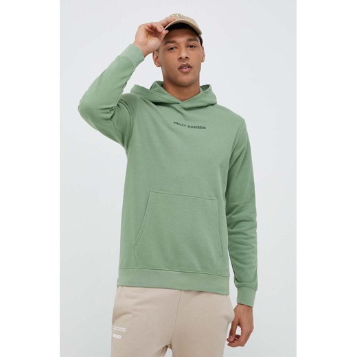 Helly Hansen bluza męska kolor zielony z kapturem z aplikacją 53924-699 ze sklepu PRM w kategorii Bluzy męskie - zdjęcie 166194629