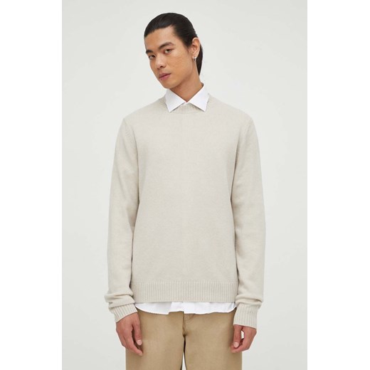 Samsoe Samsoe sweter wełniany SYLLI męski kolor beżowy M20500076 ze sklepu PRM w kategorii Swetry męskie - zdjęcie 166194739