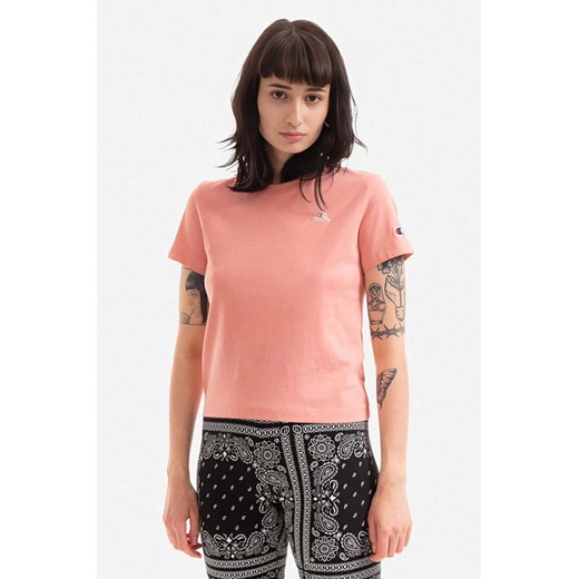 Champion t-shirt bawełniany kolor różowy 114929-WW001 ze sklepu PRM w kategorii Bluzki damskie - zdjęcie 166194818