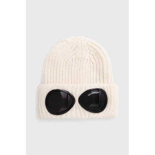 C.P. Company czapka wełniana EXTRAFINE MERINO WOOL GOGGLE BEANIE kolor beżowy ONE PRM