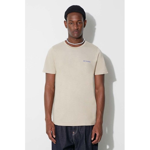 Columbia t-shirt bawełniany Rapid Ridge Back Graphic kolor beżowy z nadrukiem ze sklepu PRM w kategorii T-shirty męskie - zdjęcie 166194976