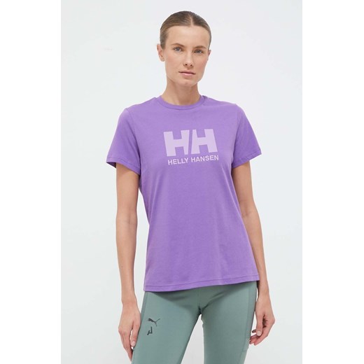 Helly Hansen t-shirt bawełniany kolor fioletowy 34112-001 ze sklepu PRM w kategorii Bluzki damskie - zdjęcie 166195097