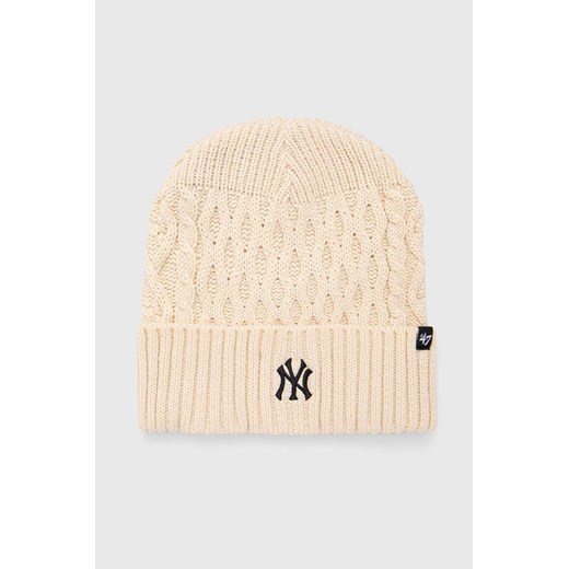 47 brand czapka MLB New York Yankees kolor beżowy ze sklepu ANSWEAR.com w kategorii Czapki zimowe męskie - zdjęcie 166202236