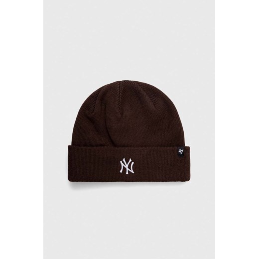 47 brand czapka New York Yankees Randle kolor brązowy z grubej dzianiny ze sklepu ANSWEAR.com w kategorii Czapki zimowe męskie - zdjęcie 166202248
