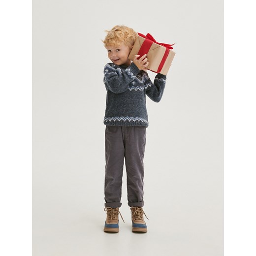 Reserved - Żakardowy sweter - granatowy ze sklepu Reserved w kategorii Swetry dziewczęce - zdjęcie 166206547
