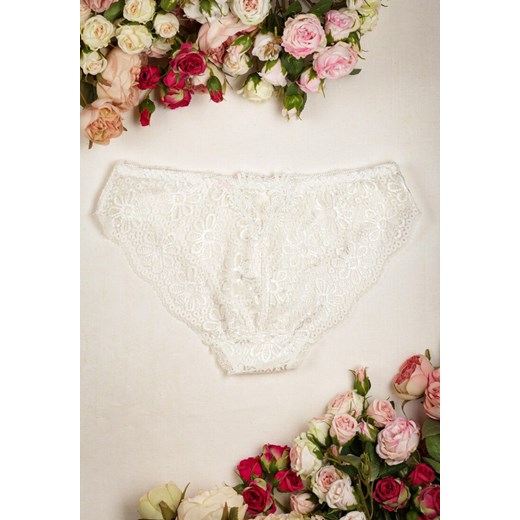 Białe Koronkowe Majtki Figi w Kwiatki Botrina Renee S/M okazyjna cena Renee odzież