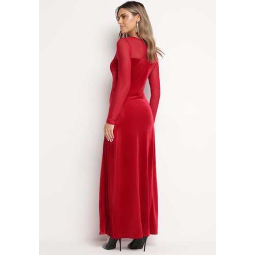 Sukienka Born2be z okrągłym dekoltem czerwona maxi 