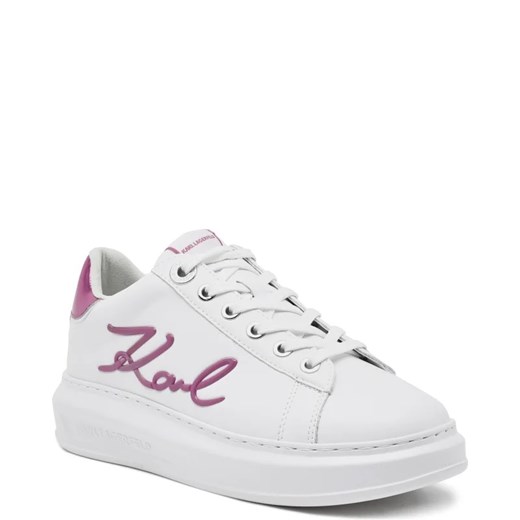Karl Lagerfeld buty sportowe damskie sneakersy białe na płaskiej podeszwie z tworzywa sztucznego 