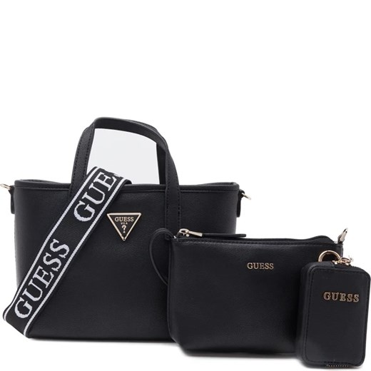 Czarna shopper bag Guess mieszcząca a4 matowa