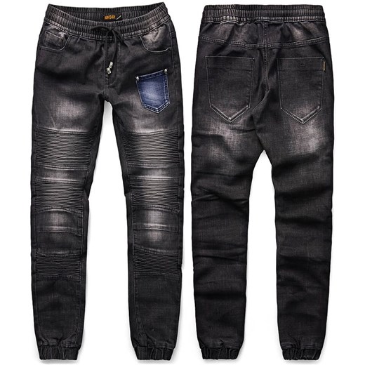 Spodnie jeansowe męskie joggery czarne Recea ze sklepu Recea.pl w kategorii Jeansy męskie - zdjęcie 166220917