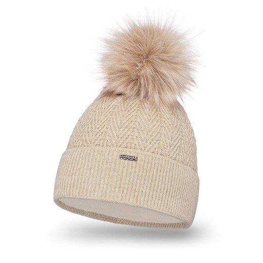 Elegancka czapka damska z polarem ze sklepu JK-Collection w kategorii Czapki zimowe damskie - zdjęcie 166223048