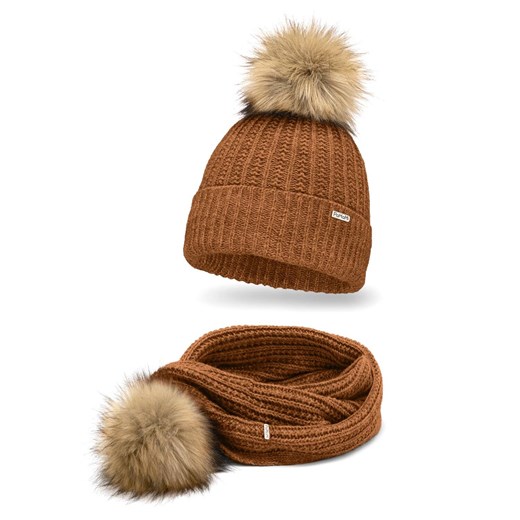Ciepły komplet damski czapka i szalik ze sklepu JK-Collection w kategorii Komplety czapka i szalik damskie - zdjęcie 166224385