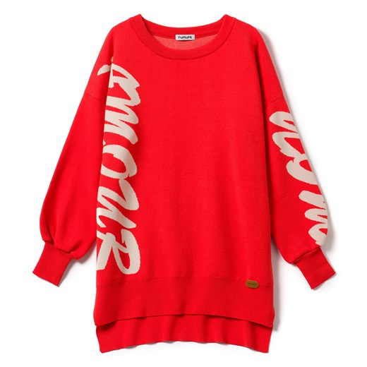 Czerwony sweter damski oversize - amour ze sklepu JK-Collection w kategorii Swetry damskie - zdjęcie 166224567
