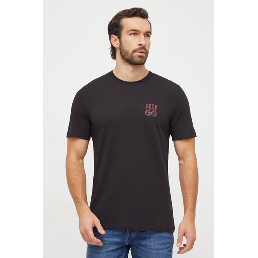 HUGO t-shirt bawełniany 2-pack kolor czarny z nadrukiem 50492550 ze sklepu ANSWEAR.com w kategorii T-shirty męskie - zdjęcie 166233407