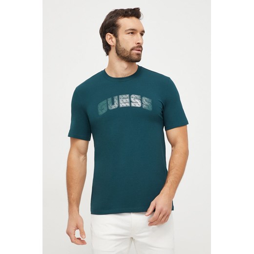 Boss Green t-shirt męski kolor zielony z nadrukiem ze sklepu ANSWEAR.com w kategorii T-shirty męskie - zdjęcie 166233459