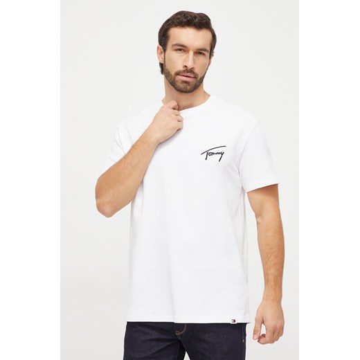 Tommy Jeans t-shirt bawełniany męski kolor biały z aplikacją DM0DM17994 ze sklepu ANSWEAR.com w kategorii T-shirty męskie - zdjęcie 166233498