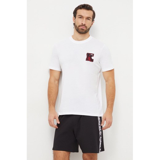 Karl Lagerfeld t-shirt bawełniany męski kolor biały z aplikacją ze sklepu ANSWEAR.com w kategorii T-shirty męskie - zdjęcie 166233558