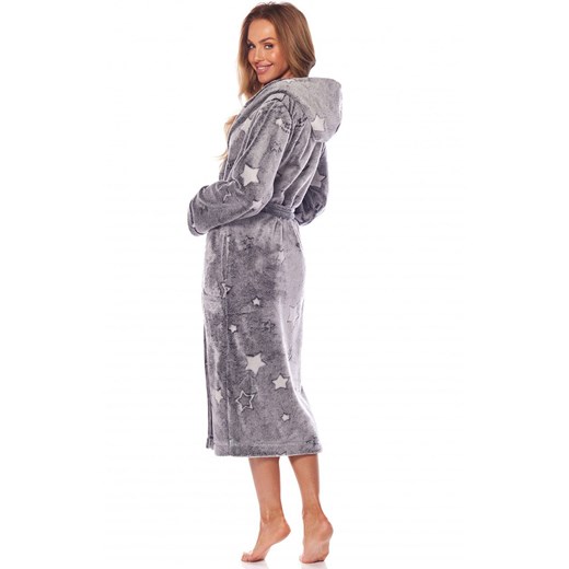 Długi szlafrok damski z kapturem 2213 Nela, Kolor melanż, Rozmiar M, L&amp;L ze sklepu Intymna w kategorii Szlafroki damskie - zdjęcie 166233577