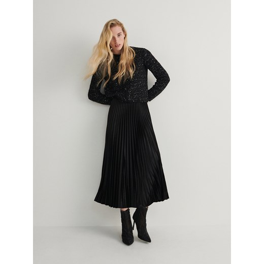 Reserved - Plisowana spódnica midi - czarny ze sklepu Reserved w kategorii Spódnice - zdjęcie 166242618