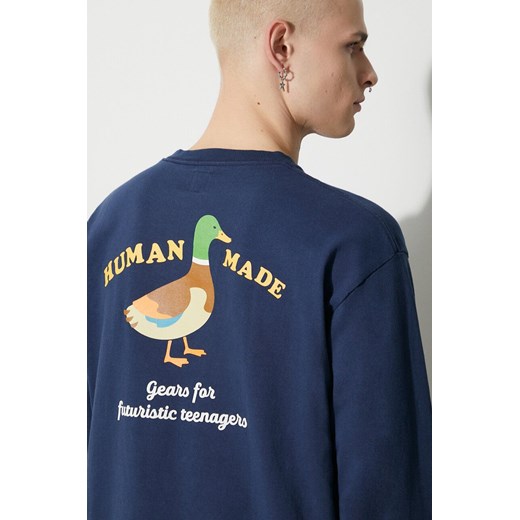 Human Made longsleeve bawełniany Graphic kolor granatowy z nadrukiem HM26CS006 ze sklepu PRM w kategorii T-shirty męskie - zdjęcie 166245926