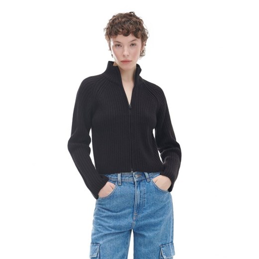 Cropp - Rozpinany sweter w paski - czarny Cropp XL Cropp