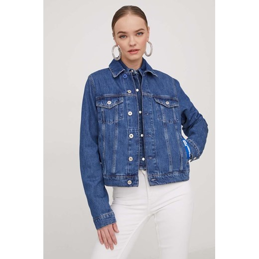Karl Lagerfeld Jeans kurtka jeansowa damska kolor niebieski przejściowa ze sklepu ANSWEAR.com w kategorii Kurtki damskie - zdjęcie 166249745