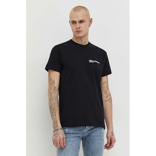 Karl Lagerfeld Jeans t-shirt bawełniany męski kolor czarny z aplikacją ze sklepu ANSWEAR.com w kategorii T-shirty męskie - zdjęcie 166250357