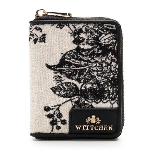 Damski portfel wzorzysty na suwak mini czarno-kremowy ze sklepu WITTCHEN w kategorii Portfele damskie - zdjęcie 166250525